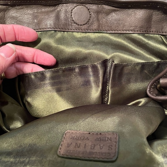 Sabina New York Dark Olive Green Genuine Leather Shoulder Handbag Purse EUC - Picture 10 of 15